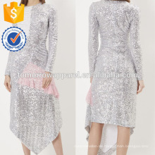 Neue Mode Silber Pailletten Langarm Maxi Täglichen Kleid Herstellung Großhandel Mode Frauen Bekleidung (TA5147D)